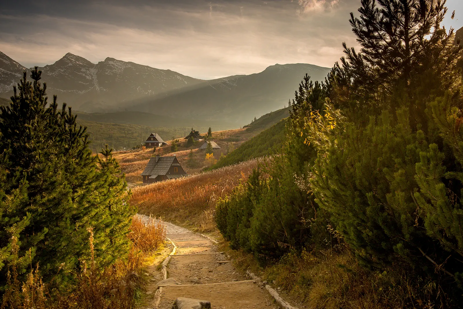 Jesienne Tatry, szlak wśród złotych traw i góralskie chaty